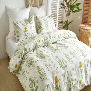 Botanical Duvet Cover Set of 3 Soft Microfiber